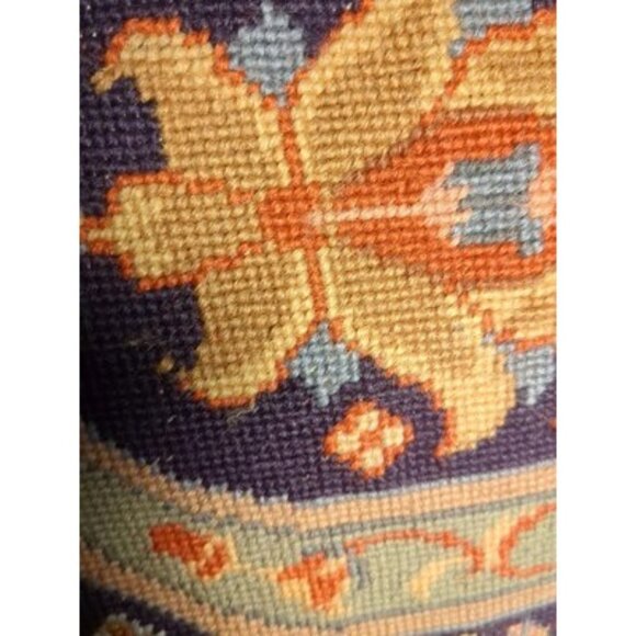 Throw Pillow AFSHAR Needlepoint Abstract Design 16x16 Navy Eggplant Poly Fill - Picture 5 of 16